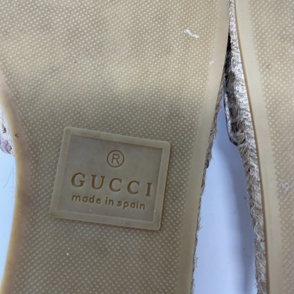 SOLD Gucci Marmont GG Espadrille Sandals Matelasse Brown Quilted Flat Sz 37 US 7 - Picture 12 of 13